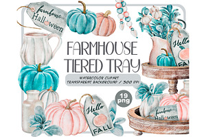 Watercolor Farmhouse Tiered Trays