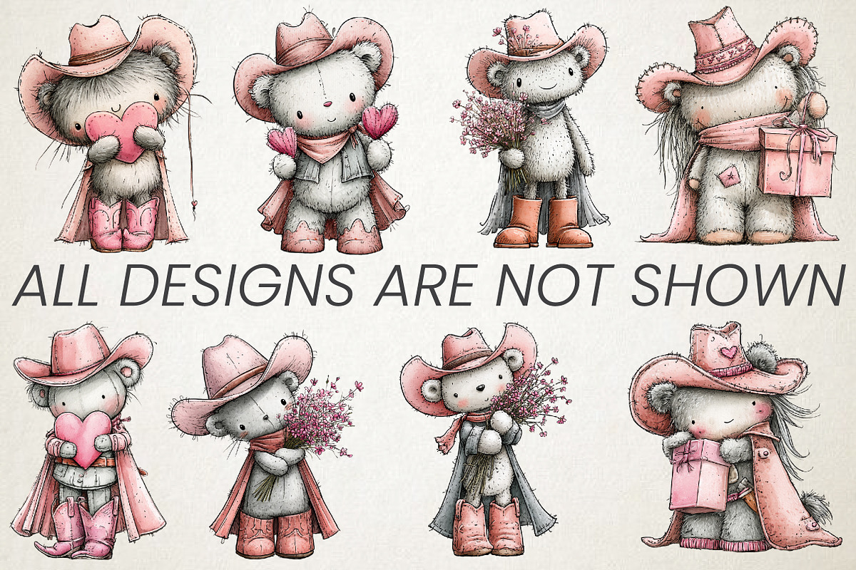 Cute Cowgirl Teddy Bear PNG Clipart, a Seasonal Illustration by RobertsArt (Photo 3 of 5)