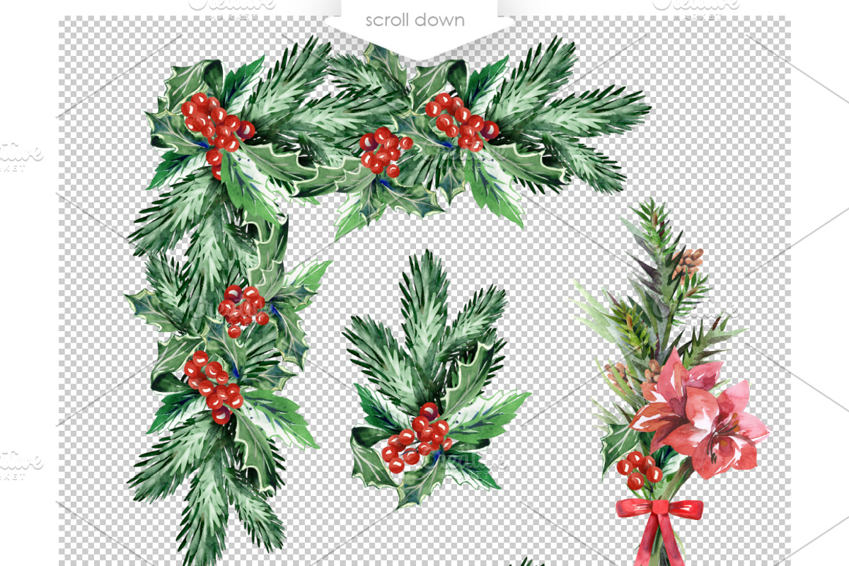 Watercolor Christmas Set, a Pattern Graphic by Marina Grau (Photo 3 of 3)