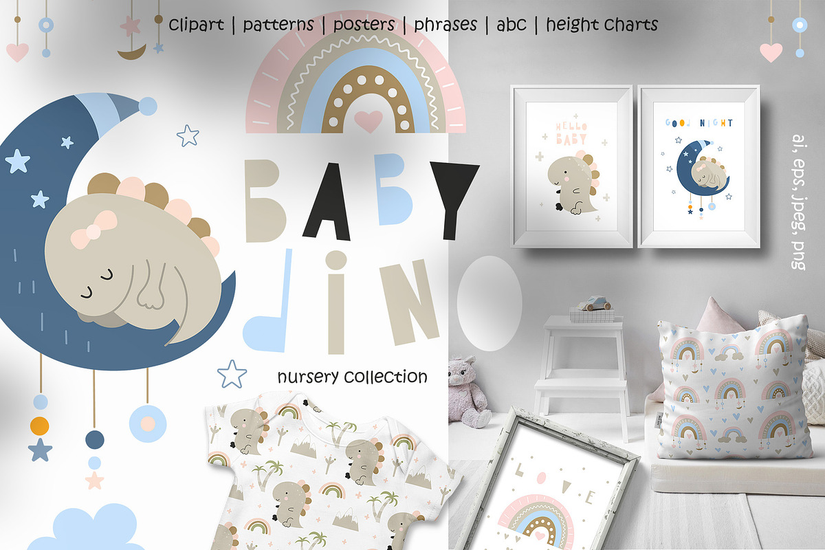 Nursery Art Baby Dino set, an Animal Illustration by Nursery Art (Photo 1 of 8)