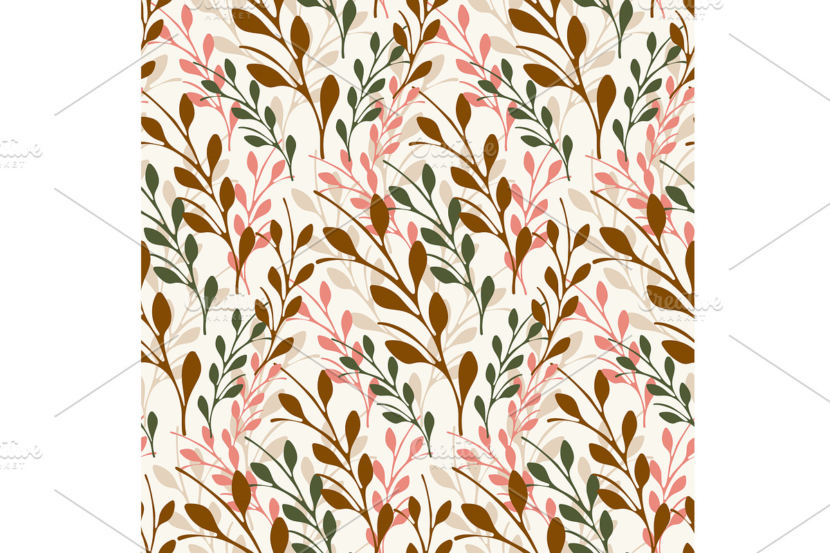 Brown green and pink leaves on a, an Object Illustration by okskukuruza