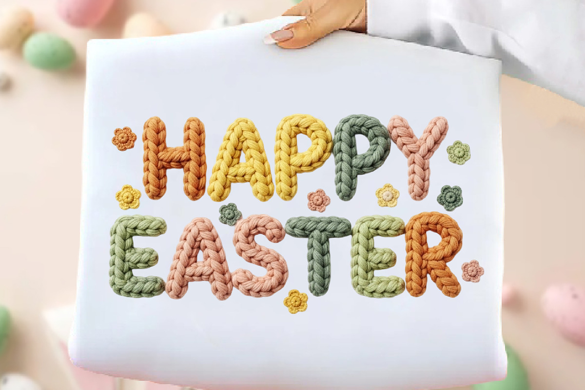 Faux Yarn Happy Easter PNG, an Illustration by DreamArtGraphic (Photo 1 of 4)