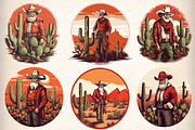 Vintage western cowboy Santa Clipart, an Illustration by CreationArt (Thumbnail 3 of 4)