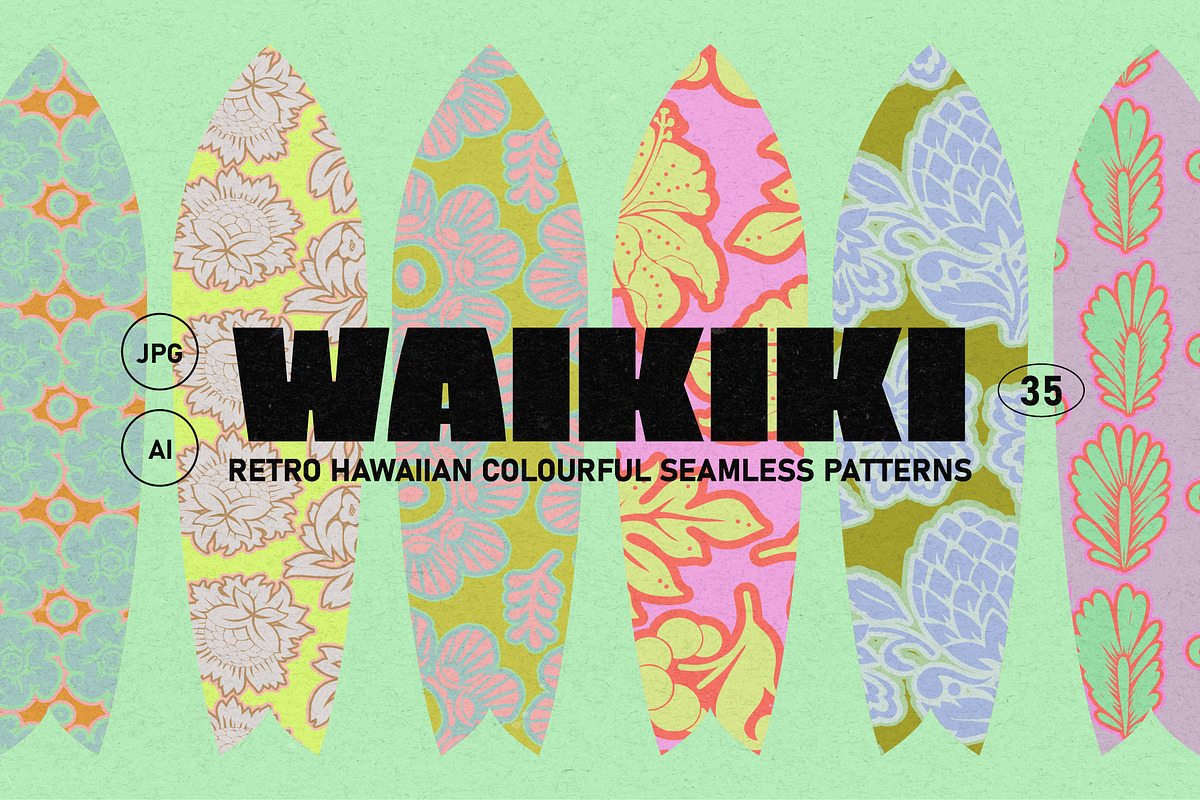 Vintage Hawaiian Vector Patterns, a Pattern Graphic by angelainthefields (Photo 1 of 10)