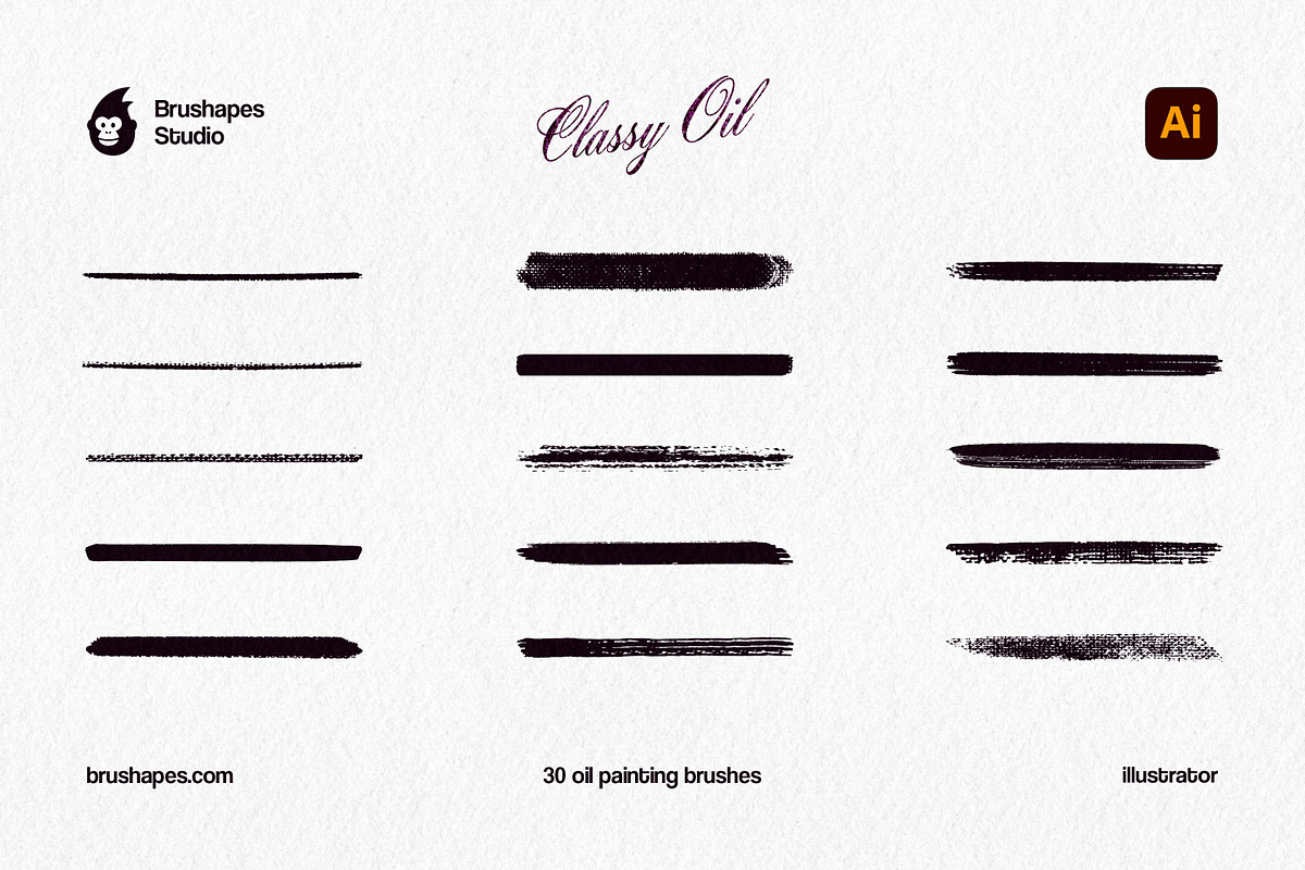 Classy Oil Illustrator Brushes, a Brush Add-On by brushapes.com (Photo 3 of 7)