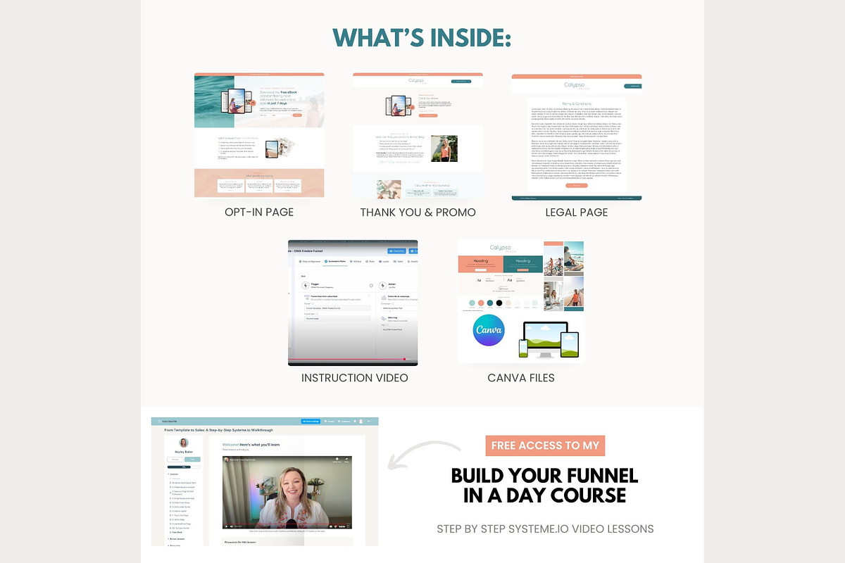 Systeme.io Calypso Peach Lead Funnel, a Landing Page Template by Hayley's Digital Hub (Photo 2 of 9)