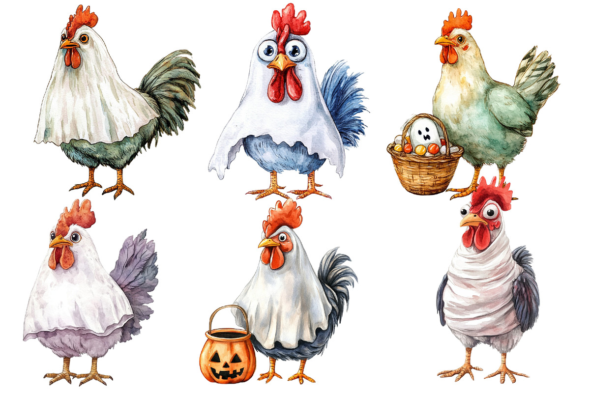 Halloween Rooster Ghost Clipart, an Illustration by Designworld (Photo 2 of 5)