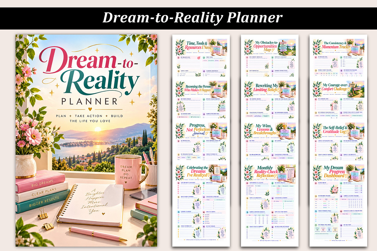 Dream-to-Reality Planner, a Stationery Template by Designmela01 (Photo 1 of 5)