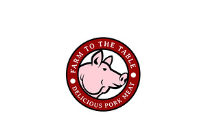 Pork Meat and Pig Farm Badge, a Branding & Logo Template by AlvinStd