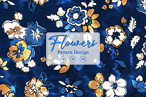 Navy and Yellow Floral Seamless