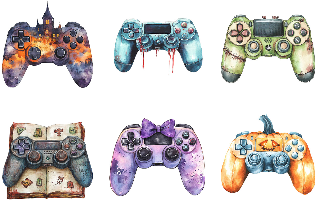 Halloween Gaming Controllers Clipart, an Illustration by CraftArtStudio (Photo 3 of 6)