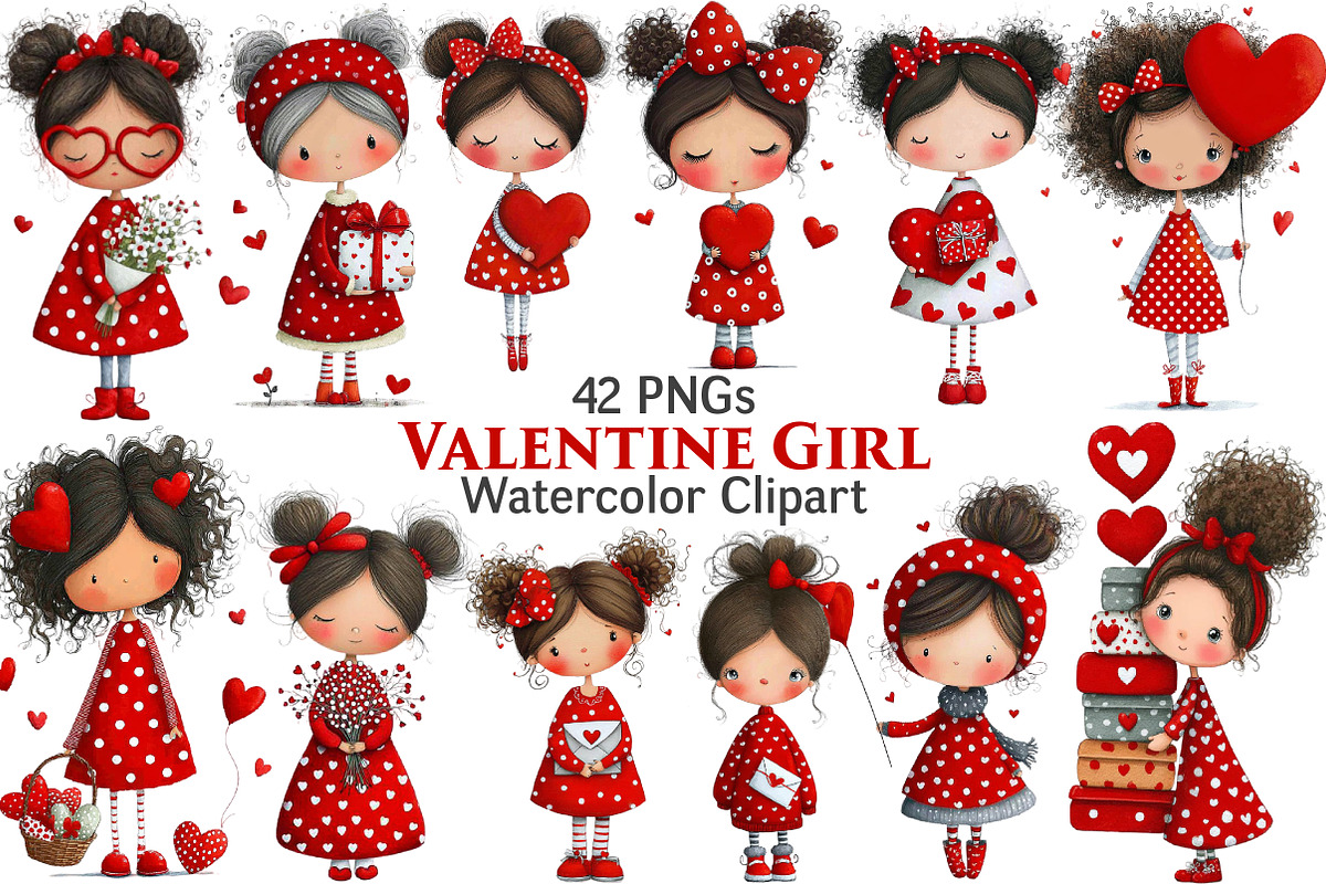 Valentine Girl Clipart, an Illustration by Pixels.Craft (Photo 1 of 5)