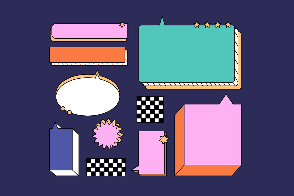 Retro speech bubbles set, pattern, an Object Illustration by PaperTrident (Photo 3 of 4)