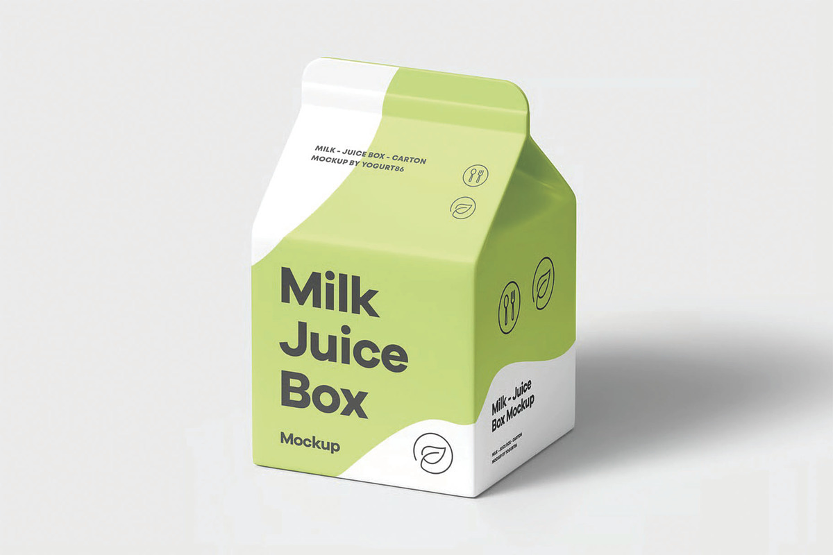 Milk Juice Box Mockup, a Packaging Mockup by DesignRushMarket (Photo 3 of 14)