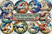 Horse Stained Glass Sublimation Clip, an Illustration by SVGArt (Thumbnail 1 of 7)
