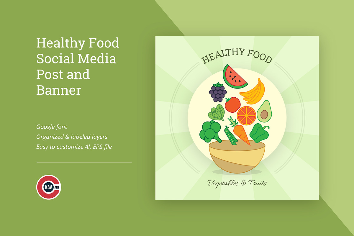 Vegan Food Social Media Banner, a Social Media Template by C-Kav
