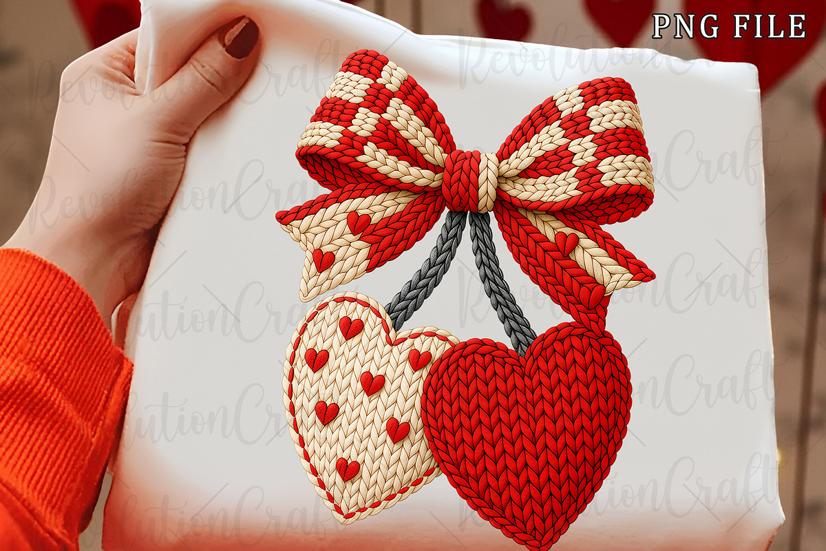 Faux Crochet Valentines Cherry Png, an Illustration by OK Design (Photo 1 of 6)