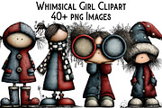 Whimsical Girl Clipart, an Illustration by Pixels.Craft (Thumbnail 1 of 6)