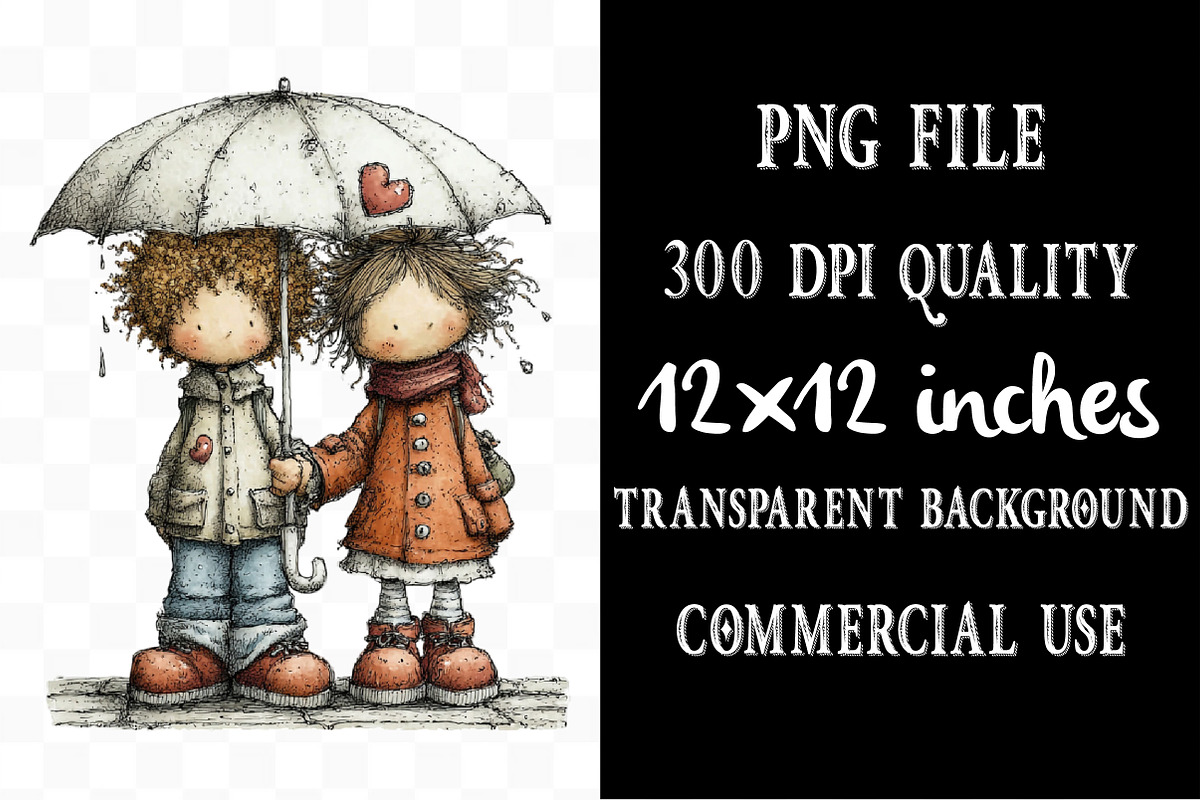 Whimsical Valentine Couple Clipart, an Illustration by Designking (Photo 4 of 5)