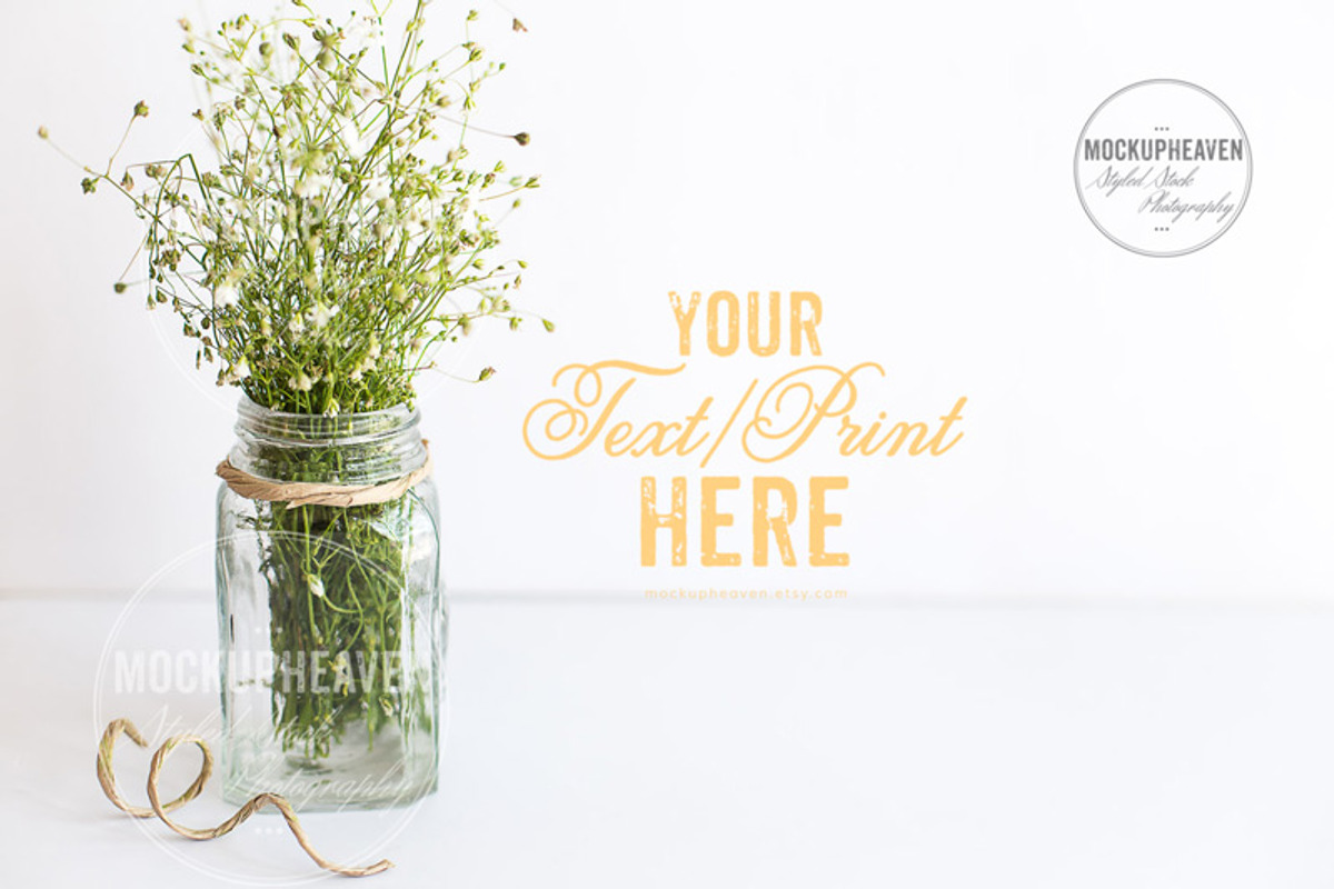 Rustic Mason Jar Stock Photo Mockup, a Product Mockup by MockUpHeaven