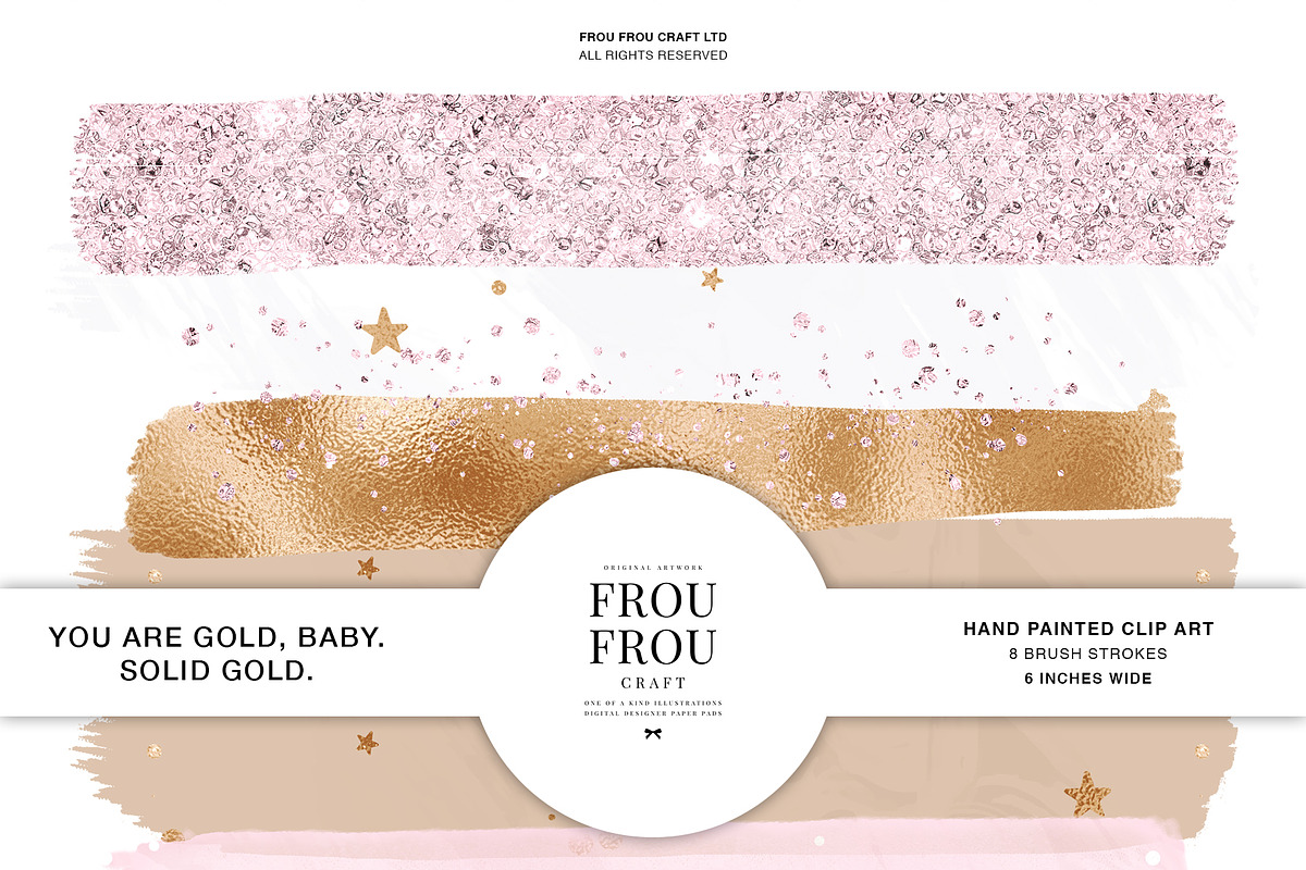 Pink Gold Marble Brush Strokes, an Illustration by Frou Fou Craft (Photo 1 of 3)