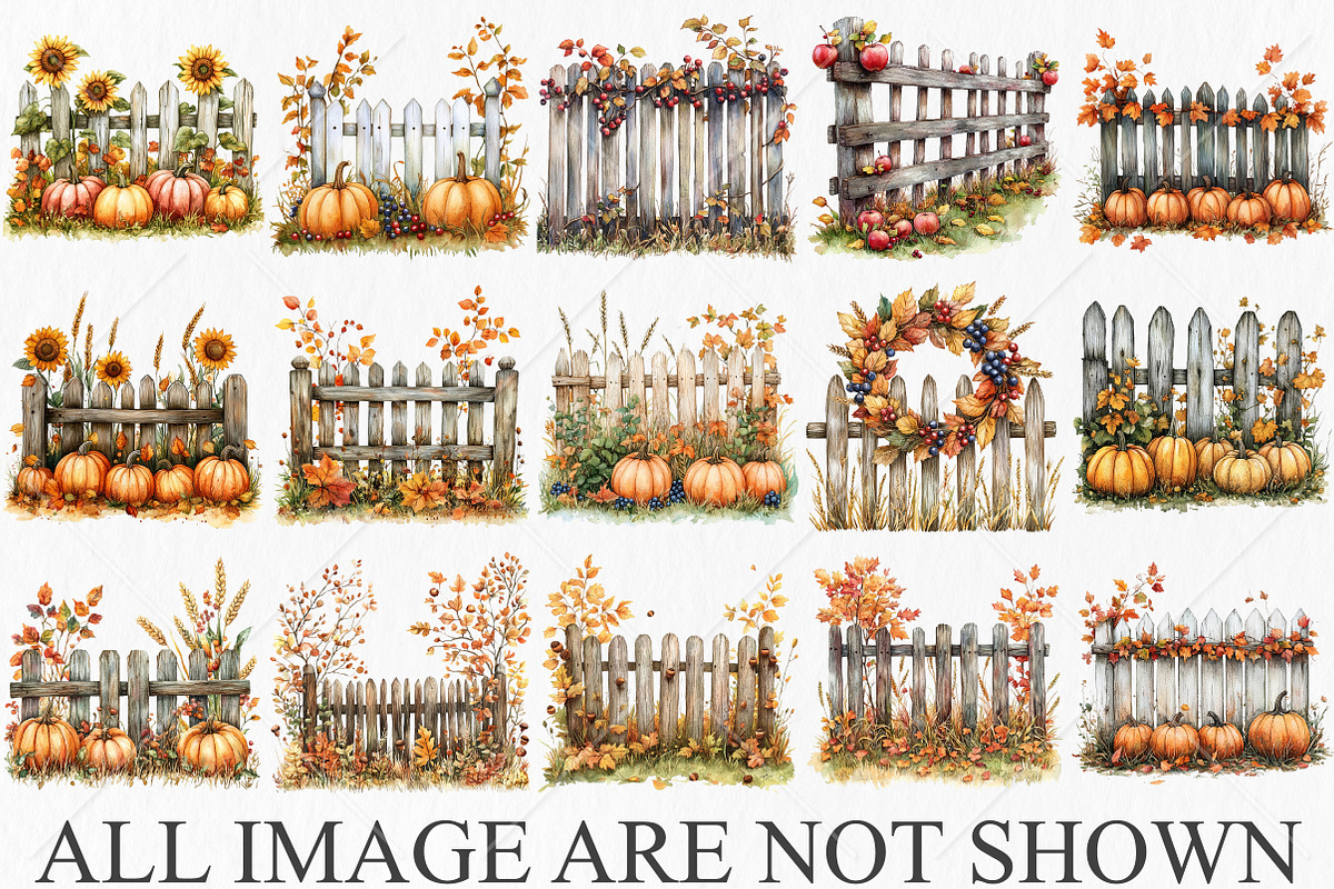 Whimsical Autumn Fence Clipart, a Seasonal Illustration by Canvas Craft (Photo 4 of 10)