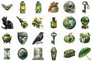 Antique Green Halloween Clipart, an Illustration by DreamPrint404 (Thumbnail 3 of 5)