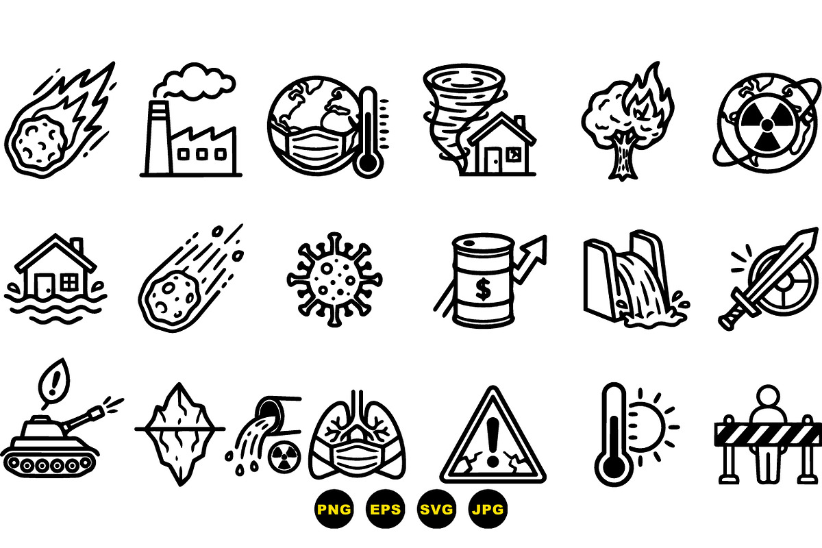 Disaster Risk Icon Pack, an Illustration by designvectx