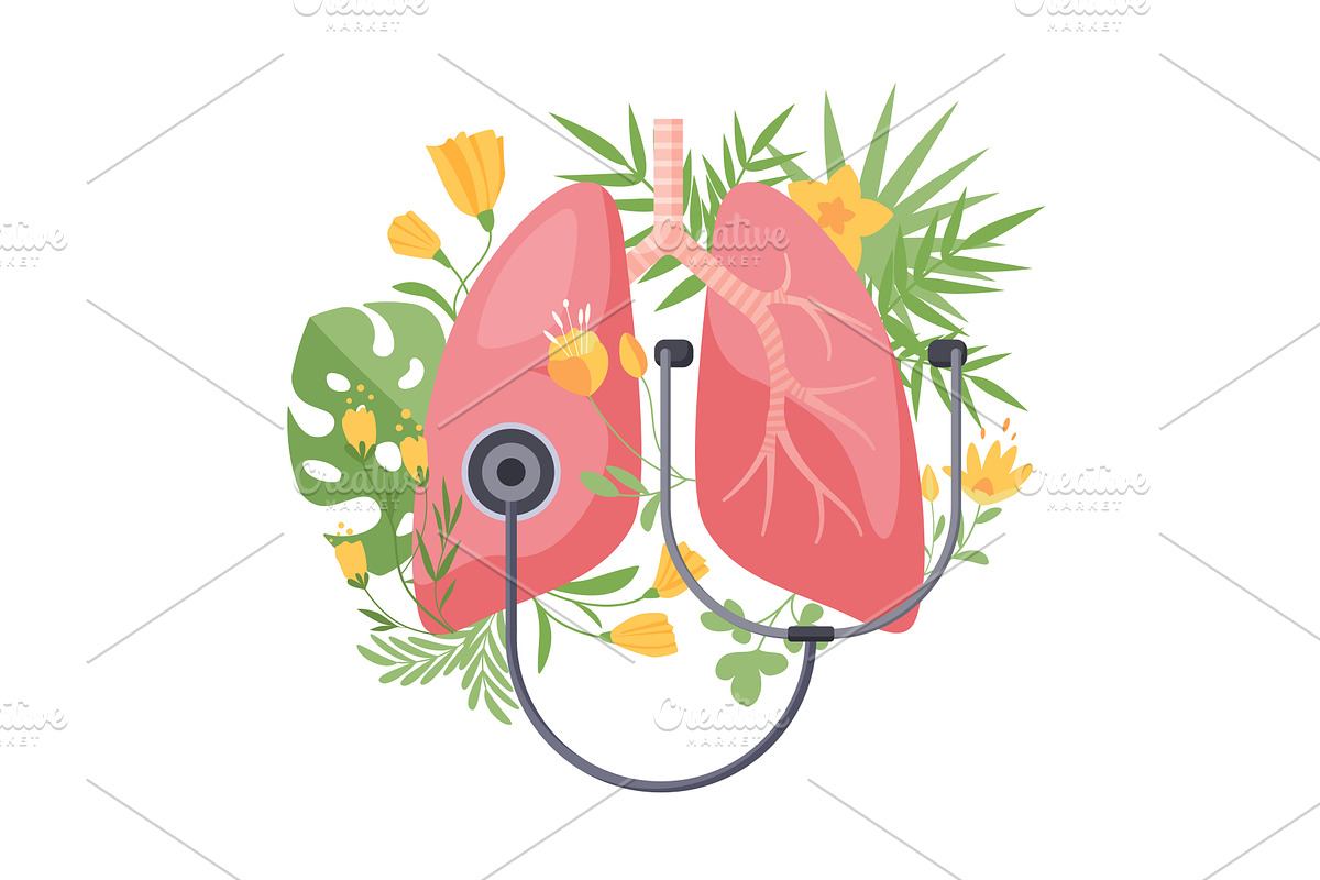 Lung health support and care, an Object Illustration by Lemberg Vector