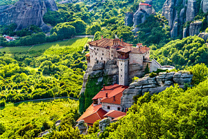 Monastery of roussanou at meteora in stock photo containing greece and meteora, an Architecture Photo by Leonid Andronov