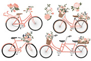 Navy & Pink Floral Bicycles Clipart, an Illustration by Amanda Ilkov (Thumbnail 4 of 5)