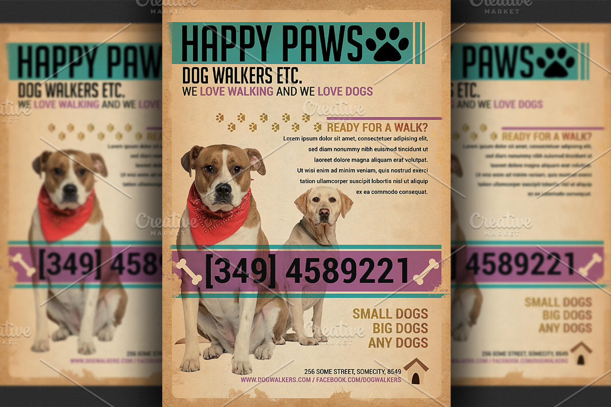 Dog Walkers Flyer Template, a Flyer Template by Hotpin