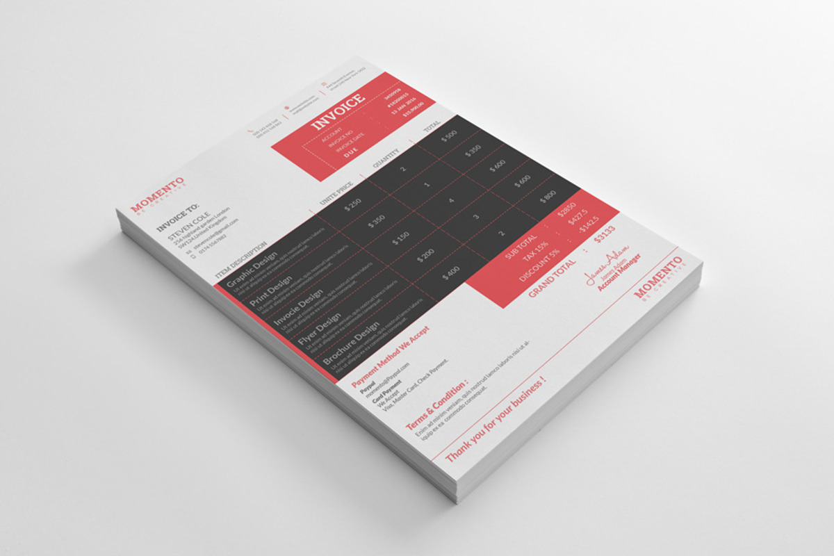 Invoice, a Stationery Template by Momentostudio (Photo 1 of 6)