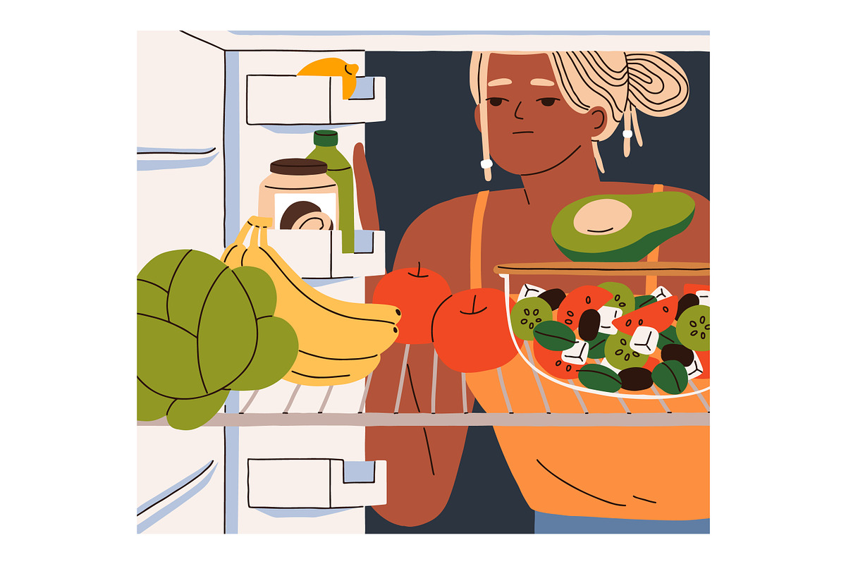 People look for food in fridge set, a Food Illustration by Good Studio (Photo 5 of 7)