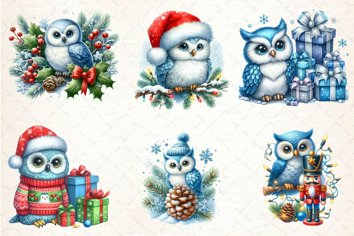 Christmas owl Sublimation Clipart, an Illustration by CreationArt (Photo 2 of 5)