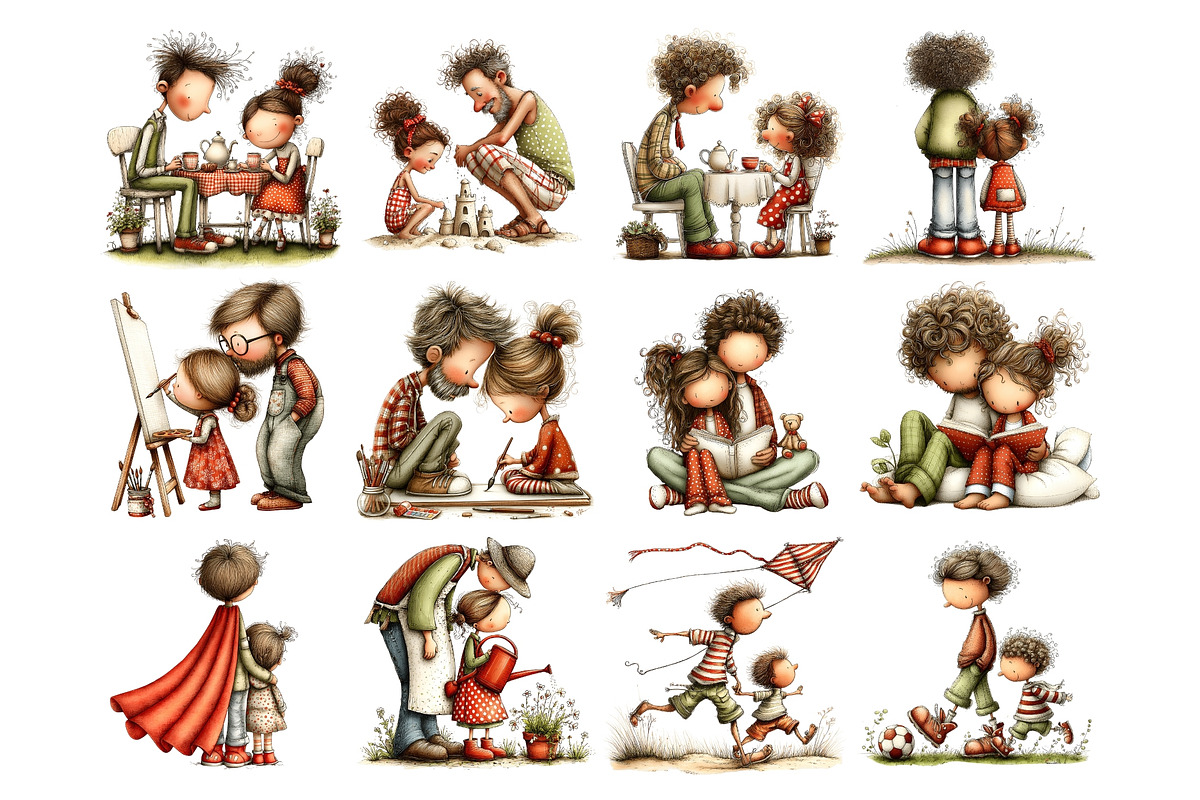 Father and Child Watercolor Clipart, a Person Illustration by Nicolle's Colorful Art (Photo 5 of 6)