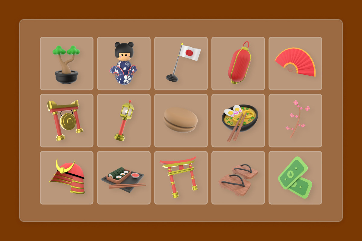 Japanese Tradition 3D Icon Set, a Work Illustration by twinstd (Photo 6 of 6)