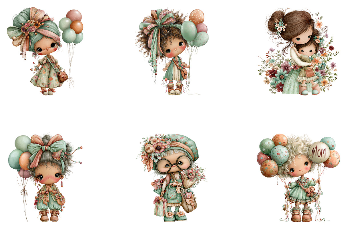 Mom & Grandma Birthday Clipart, a Seasonal Illustration by CreationArt (Photo 2 of 5)