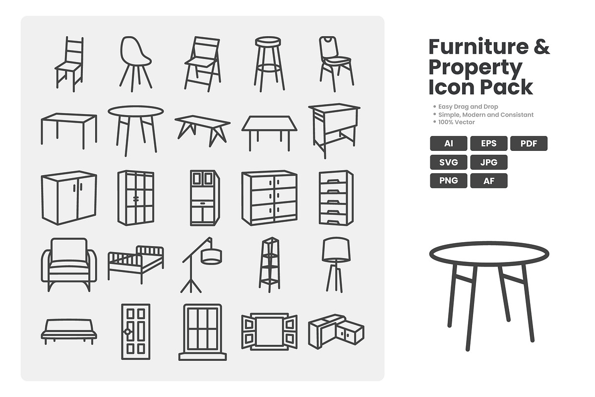Furniture And Property Icon Pack, an Outline Icon by erifqizeicon (Photo 2 of 3)