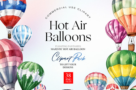 Hot Air Balloons Clipart, an Illustration by BrushstrokeArtGB