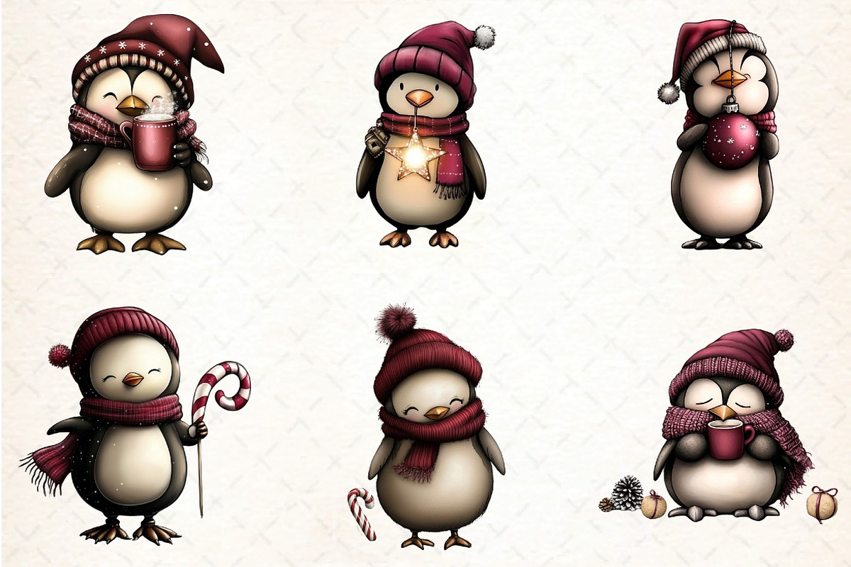 Whimsical Penguin Clipart, an Illustration by DreamCafeArt (Photo 3 of 8)