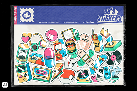 Retro Stickers Illustration Vector