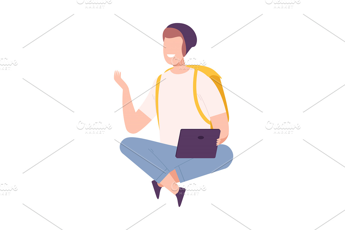 Smiling Young Man Wearing Beanie, a Person Illustration by TopVectors