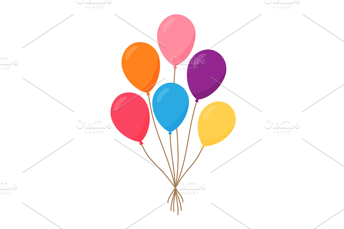 Bright colorful balloon bouquet, an Object Illustration by GraphiShop