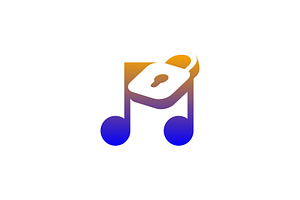 elegant not music padlock logo, a Branding & Logo Template by Rasagama Studio