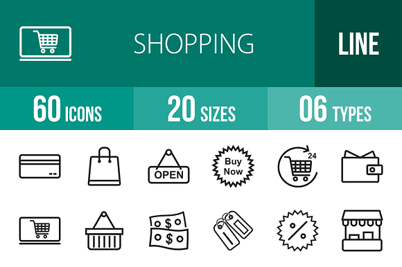 60 Shopping Line Icons