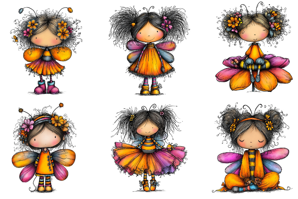 Whimsical Bee Girl Clipart, an Illustration by Dream Creation (Photo 4 of 7)