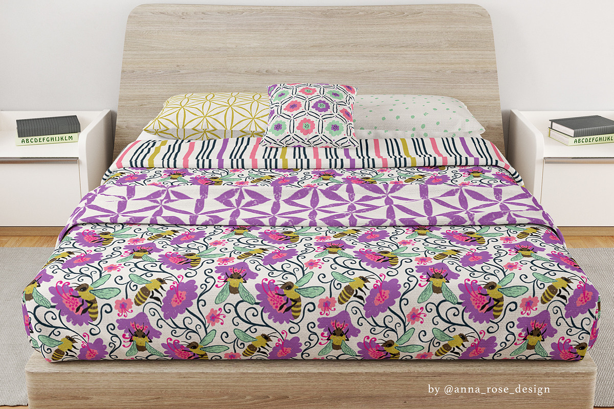 Midnight Hive - Bee Floral Patterns, a Pattern Graphic by Rose Design (Photo 8 of 13)