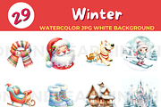 Winter watercolor JPG white backgrou, a Seasonal Illustration by John_Walker (Thumbnail 3 of 3)