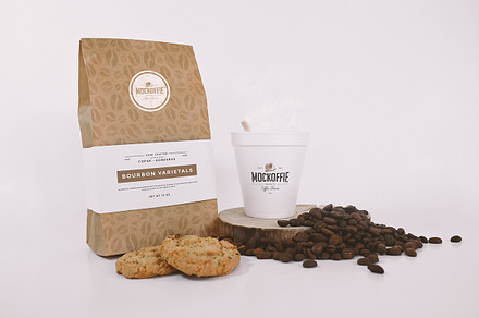 Coffee Bag and Cup Mockup